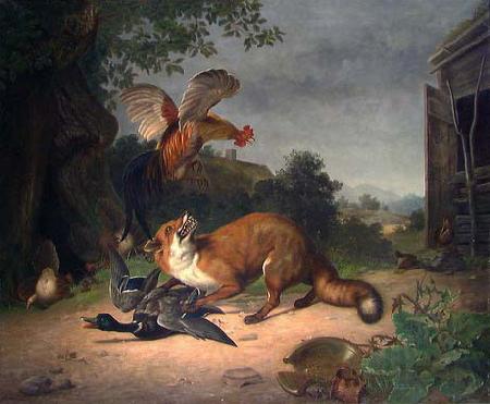 Christian August Lorentzen Fox in the Poultry Yard Germany oil painting art